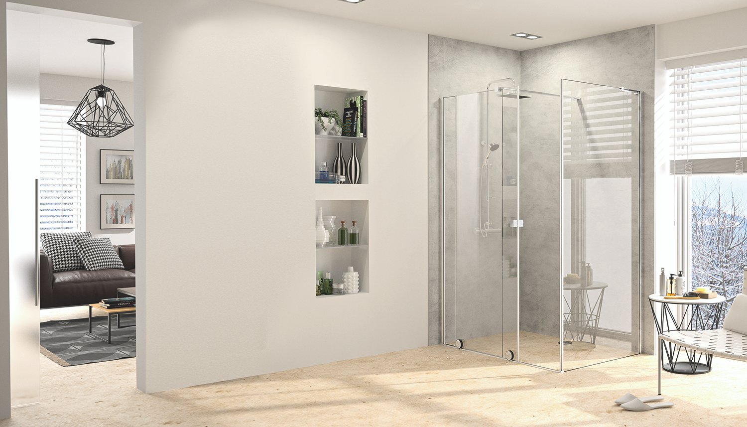 Alterna PureDay 120 - 140 cm walk-in skyvedør venstre Alterna PureDay 120 - 140 cm walk-in skyvedør venstre_Del 2 av 2. Med speildører