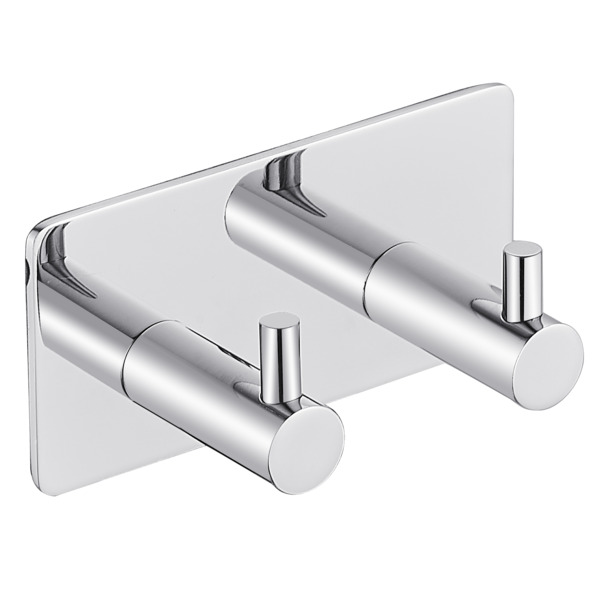 1904-dobbel-knagg-firkantet-90-x-45-mm-krom-selvklebende_1434945 1904 dobbel knagg firkantet 90 x 45 mm krom, selvklebende - Image 1
