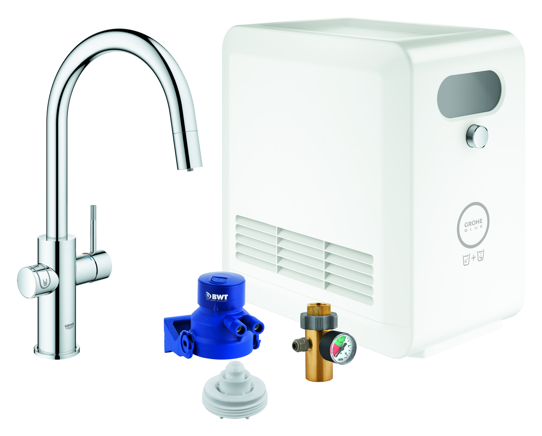 Blue-Prof-kjokkenbatteri-C-tut-uttrekk-uten-CO2filter-krom_4221889_Armatur_Kjokkenkran Blue Prof kjøkkenbatteri C-tut uttrekk, uten CO2/filter, krom