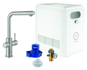 Blue Prof kjøkkenbatteri L-tut, uten CO2/filter, supersteel