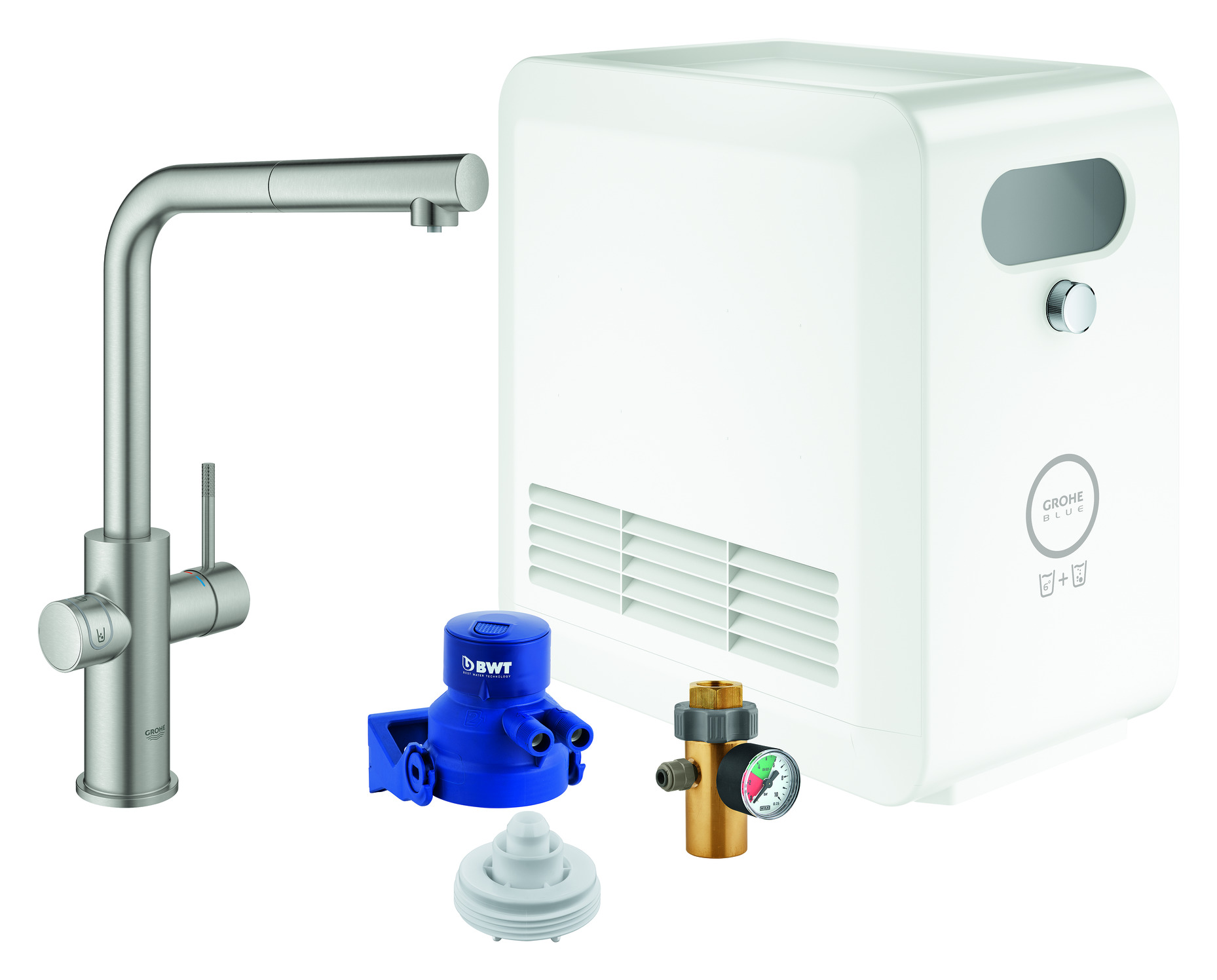 Blue-Prof-kjokkenbatteri-L-tut-uten-CO2filter-supersteel_4221893_Armatur_Kjokkenkran Blue Prof kjøkkenbatteri L-tut, uten CO2/filter, supersteel