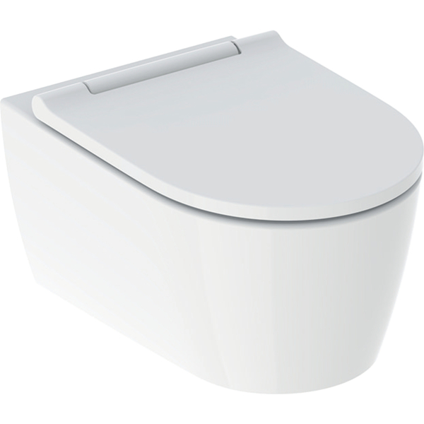 Geberit-One-veggskal-msete-hvit-matt-deksel-hvitblank-krom_6123077 Geberit One veggskål m/sete, hvit matt, deksel hvit/blank krom - Image 1
