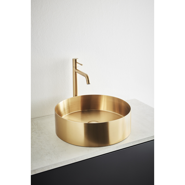 Hafa-Circle-steel-frittstaende-servant-376-x-110-mm-borstet-messing_1453702 Hafa Circle steel frittstående servant, 376 x 110 mm børstet messing - Image 1