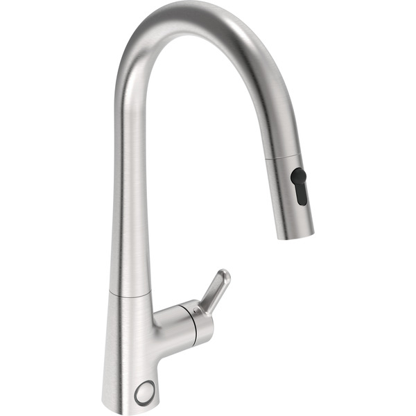 Inspera-Comfort-kjokkenbatteri-3031F-80-muttrekk-mavstengning-borstet-stal_4200478_Armatur_Kjokkenkran Inspera Comfort+ kjøkkenbatteri 3031F-80, m/uttrekk m/avstengning, børstet stål