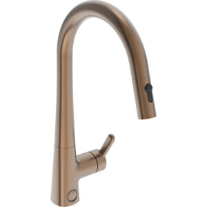 Inspera Comfort+ kjøkkenbatteri 3031F-81, m/uttrekk m/avstengning, børstet messing